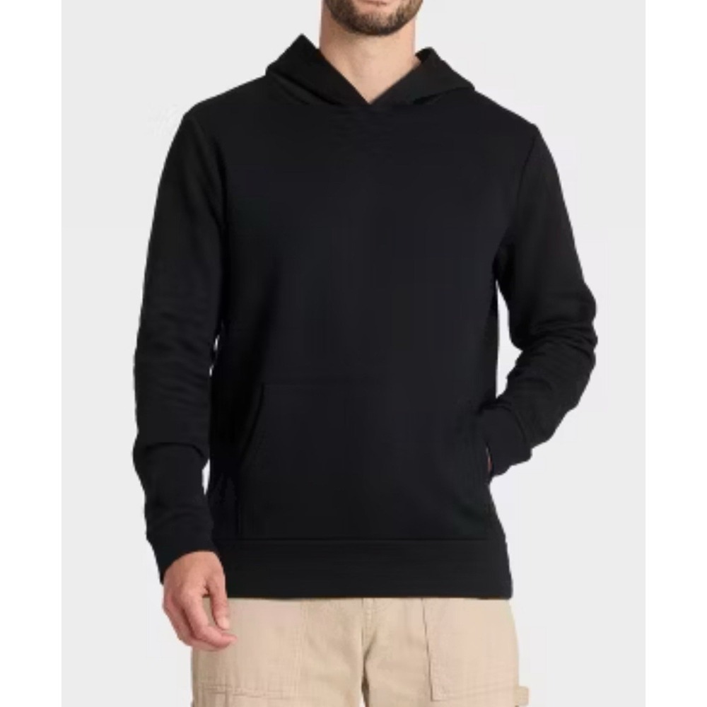 All In Motion S‎ secure front kangaroo zipper pocket black cotton fleece Hoodie